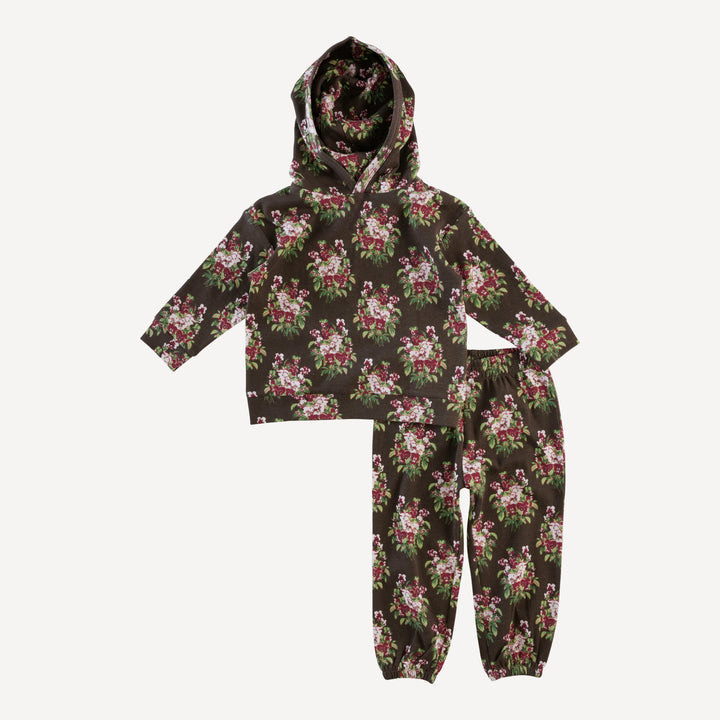long sleeve hooded relaxed jogger set | pink pansey | organic cotton interlock