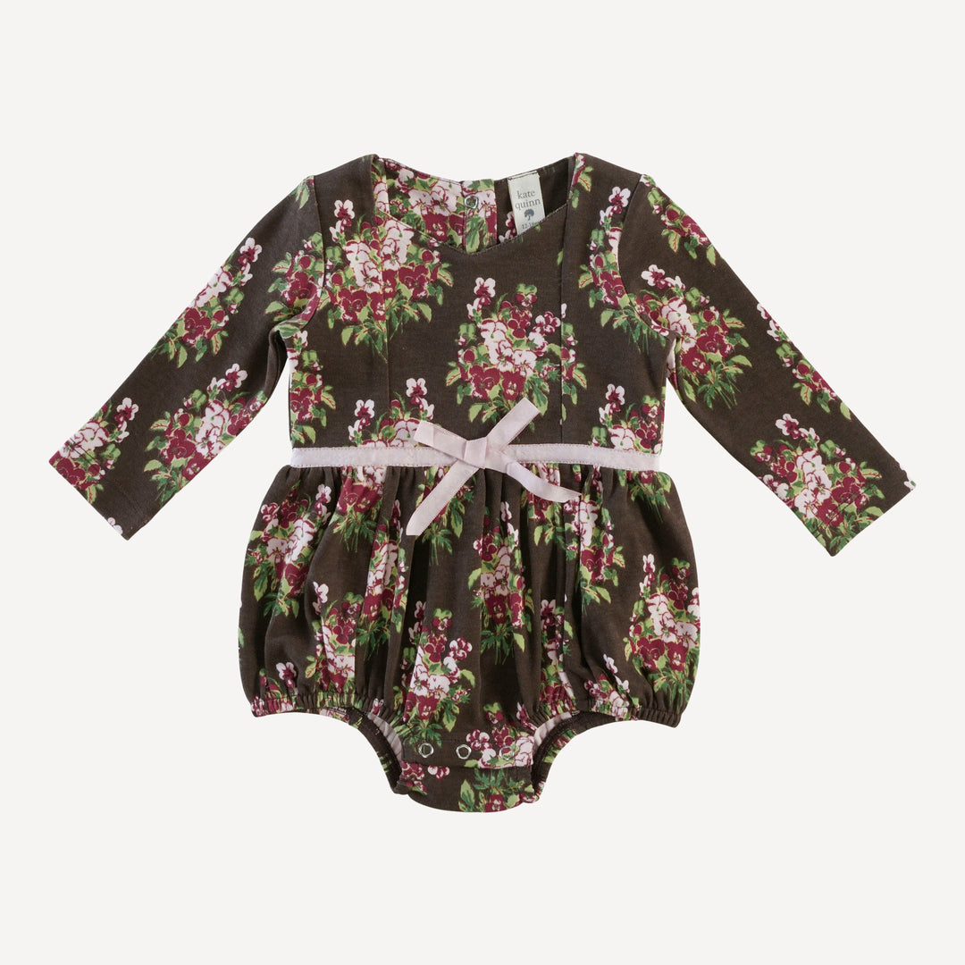 long sleeve skinny bow bubble | pink pansey | organic cotton interlock