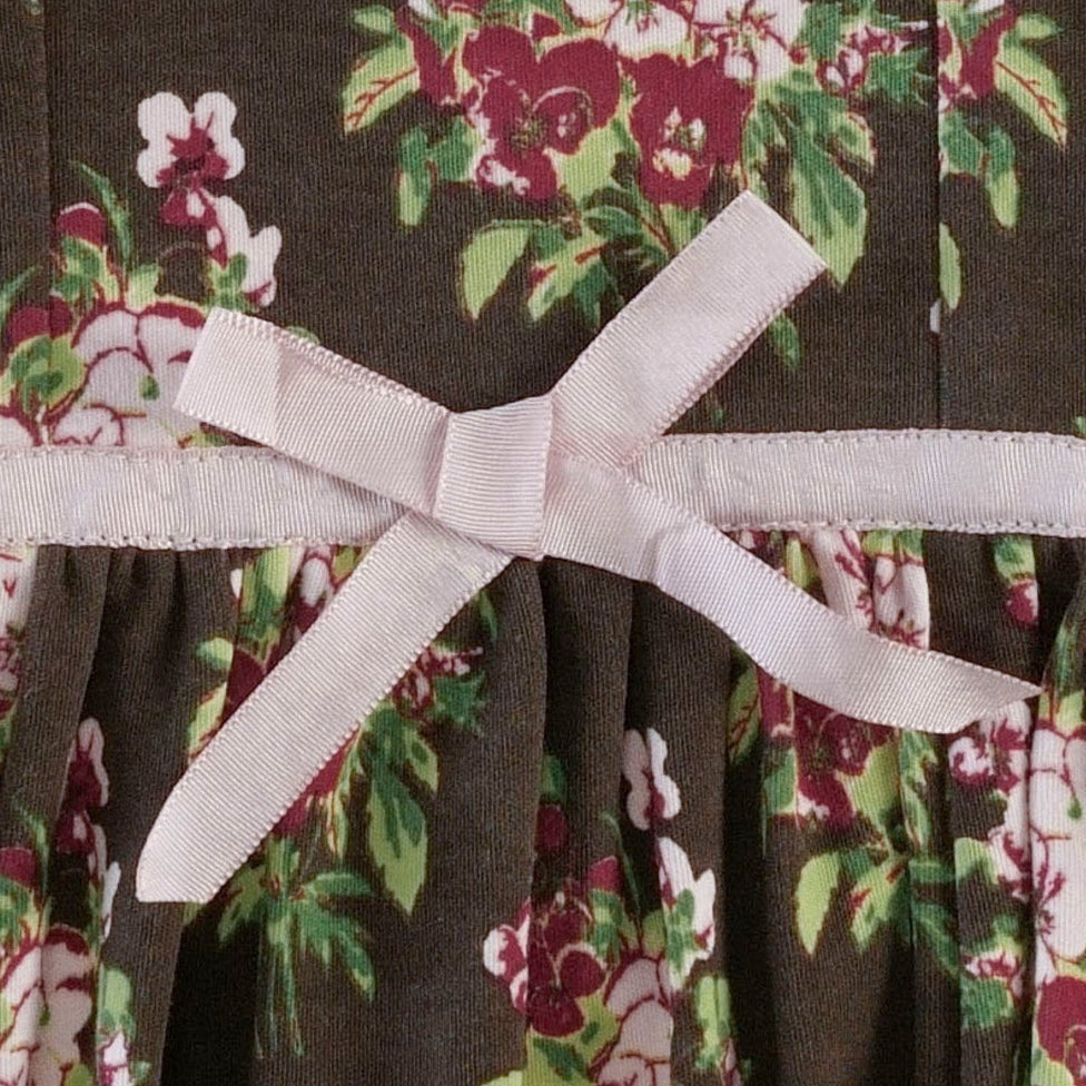 long sleeve skinny bow dress | pink pansey | organic cotton interlock