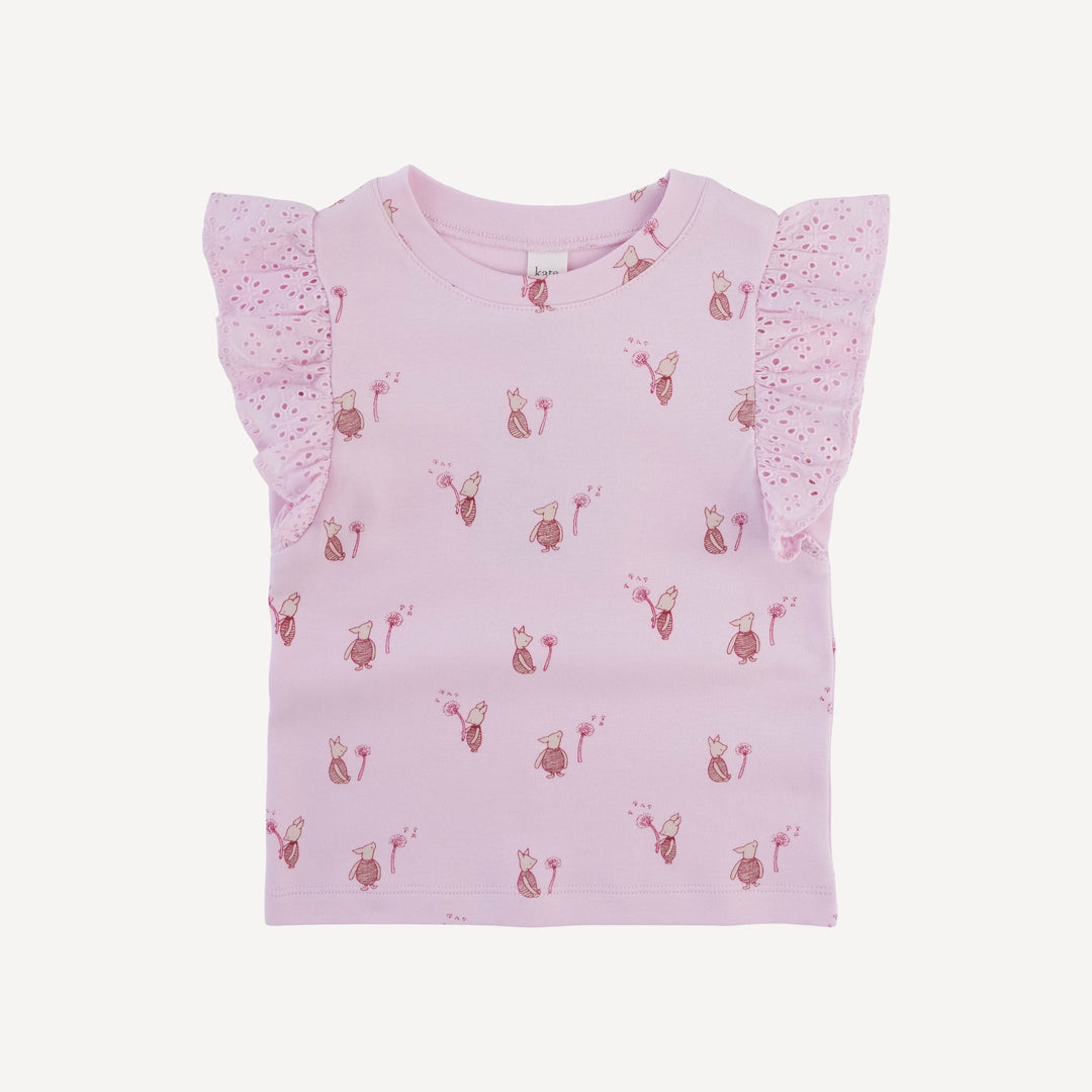 100 acre wood flutter tee | pink piglet | organic cotton interlock