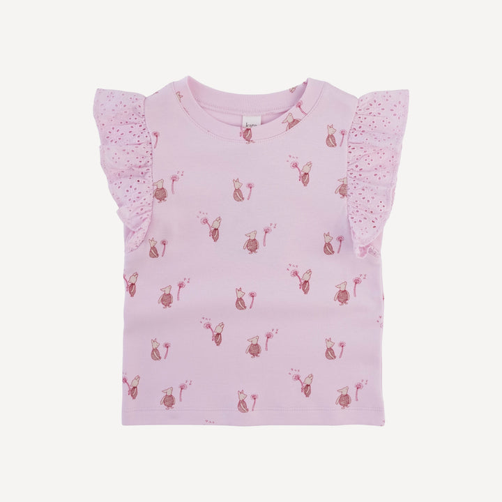 100 acre wood flutter tee | pink piglet | organic cotton interlock