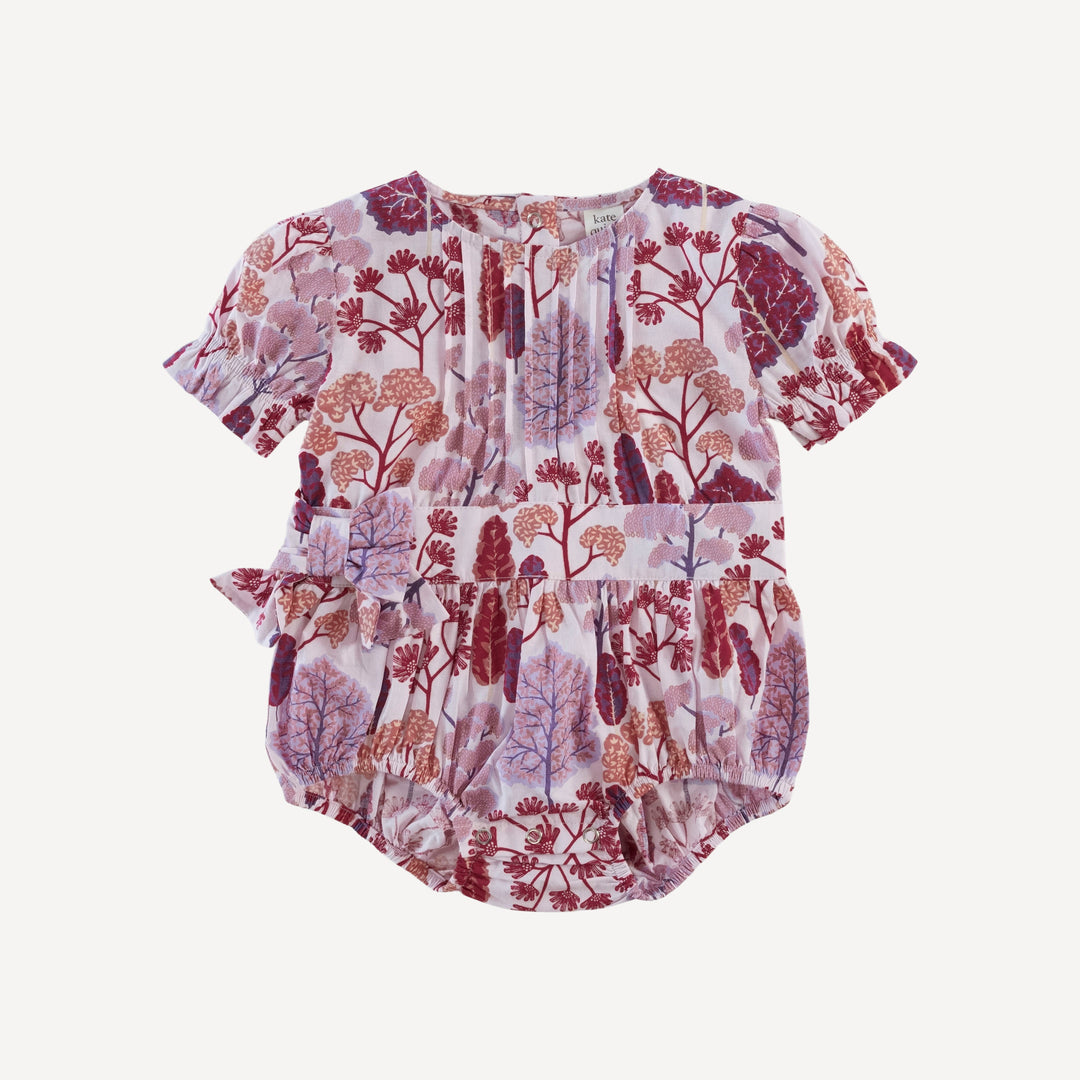 short sleeve pintuck bow bubble | pink pooh woods | organic cotton woven