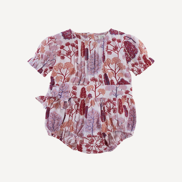 short sleeve pintuck bow bubble | pink pooh woods | organic cotton woven