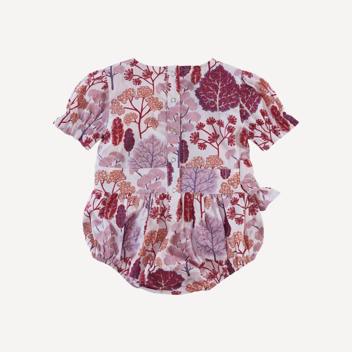 short sleeve pintuck bow bubble | pink pooh woods | organic cotton woven