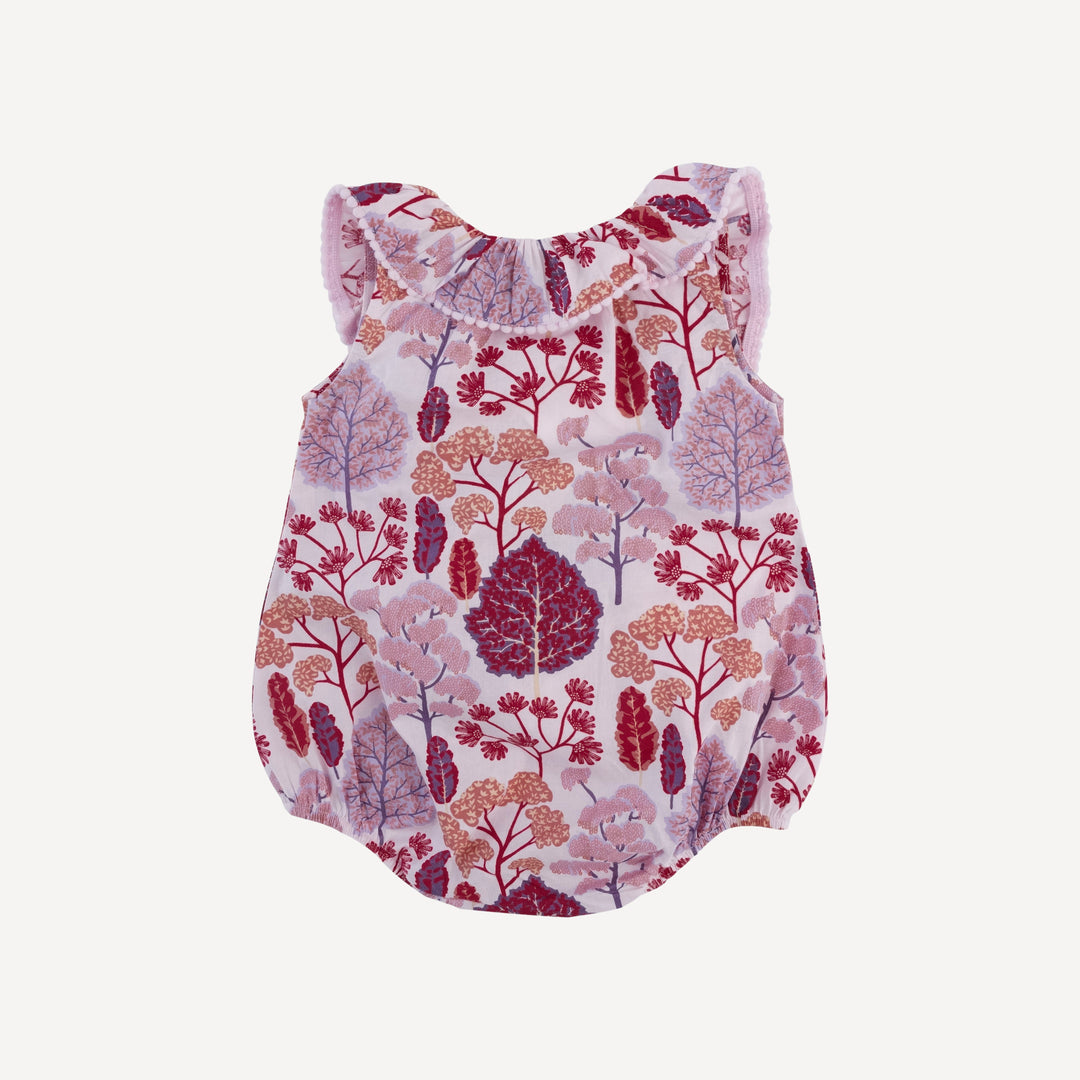 sleeveless ruffle bubble | pink pooh woods | organic cotton woven