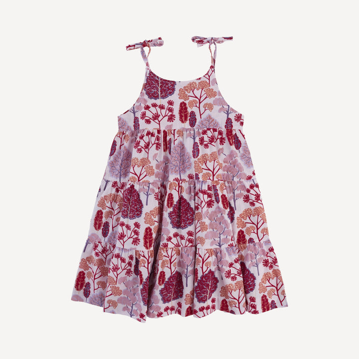 spaghetti tie prairie dress | pink pooh woods | organic cotton woven