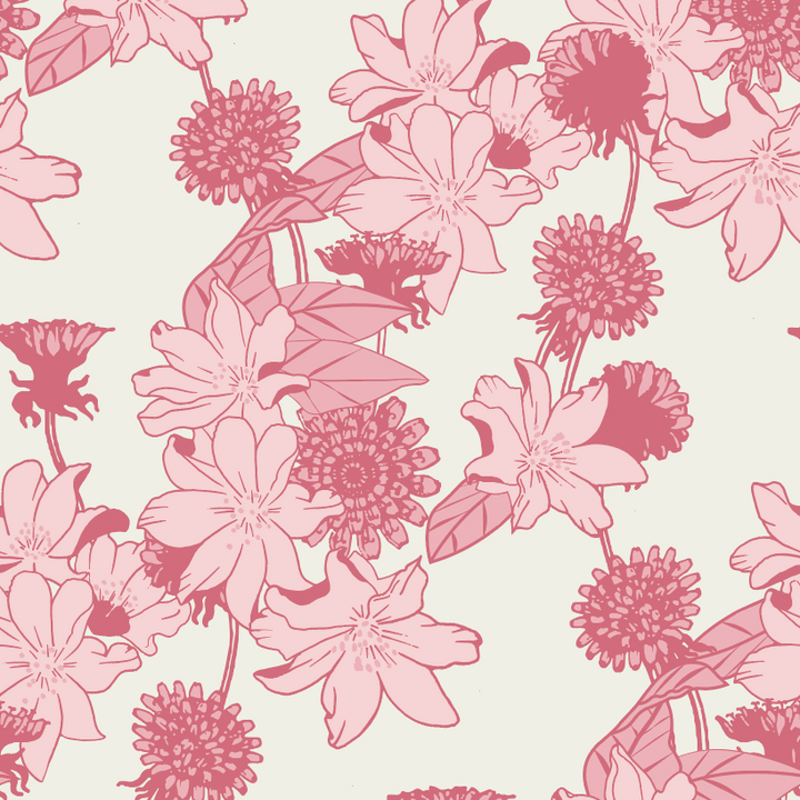 PREORDER long sleeve henley jade set | pink retro floral | organic cotton interlock