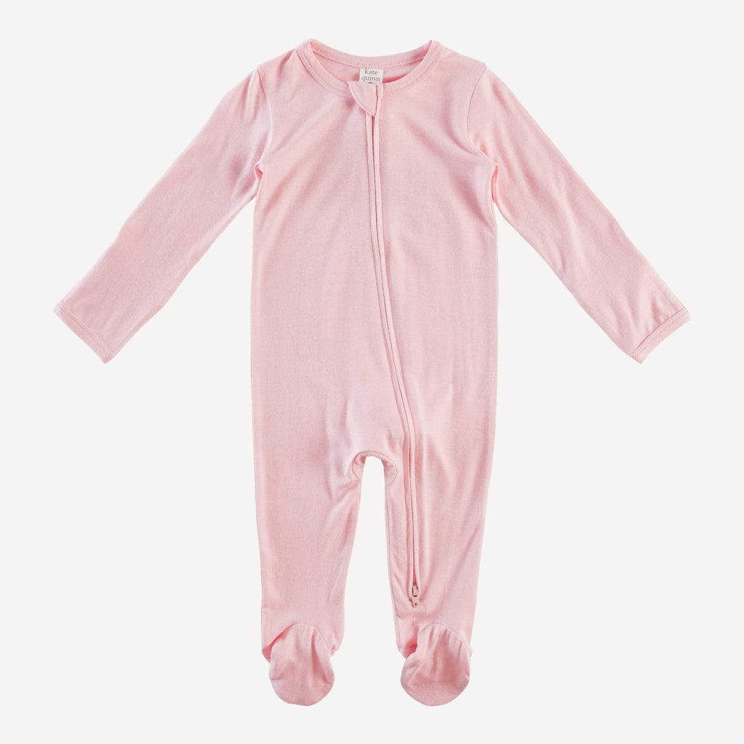 long sleeve two way zipper footie | pink salt | bamboo