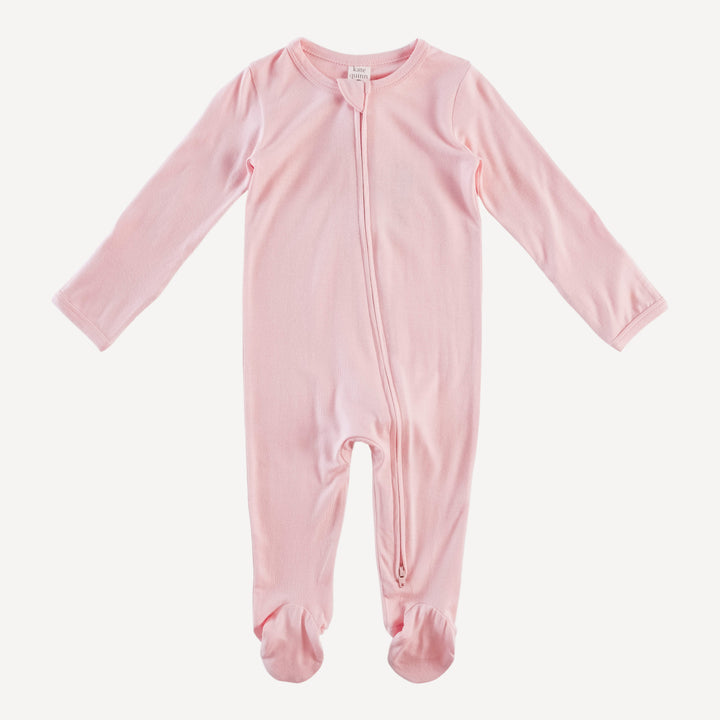 long sleeve two way zipper footie | pink salt | bamboo