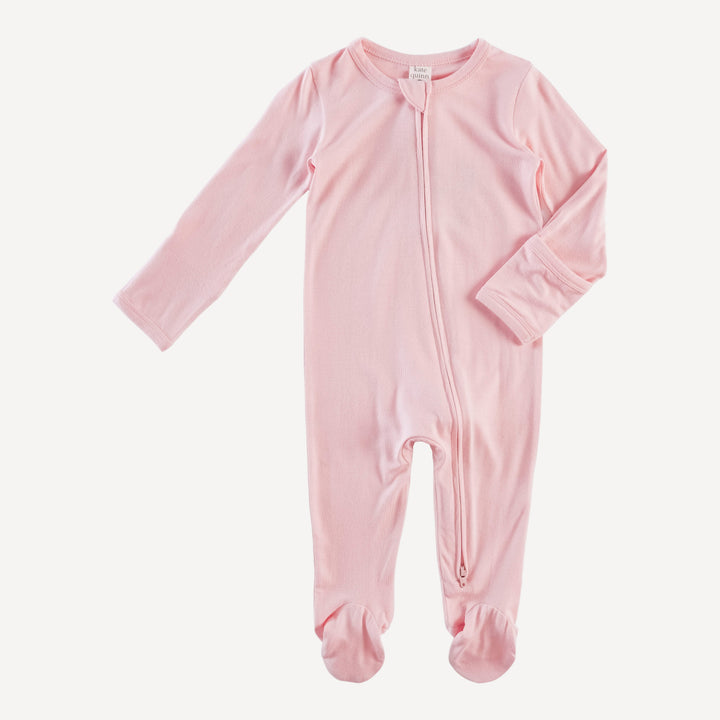 long sleeve two way zipper footie | pink salt | bamboo