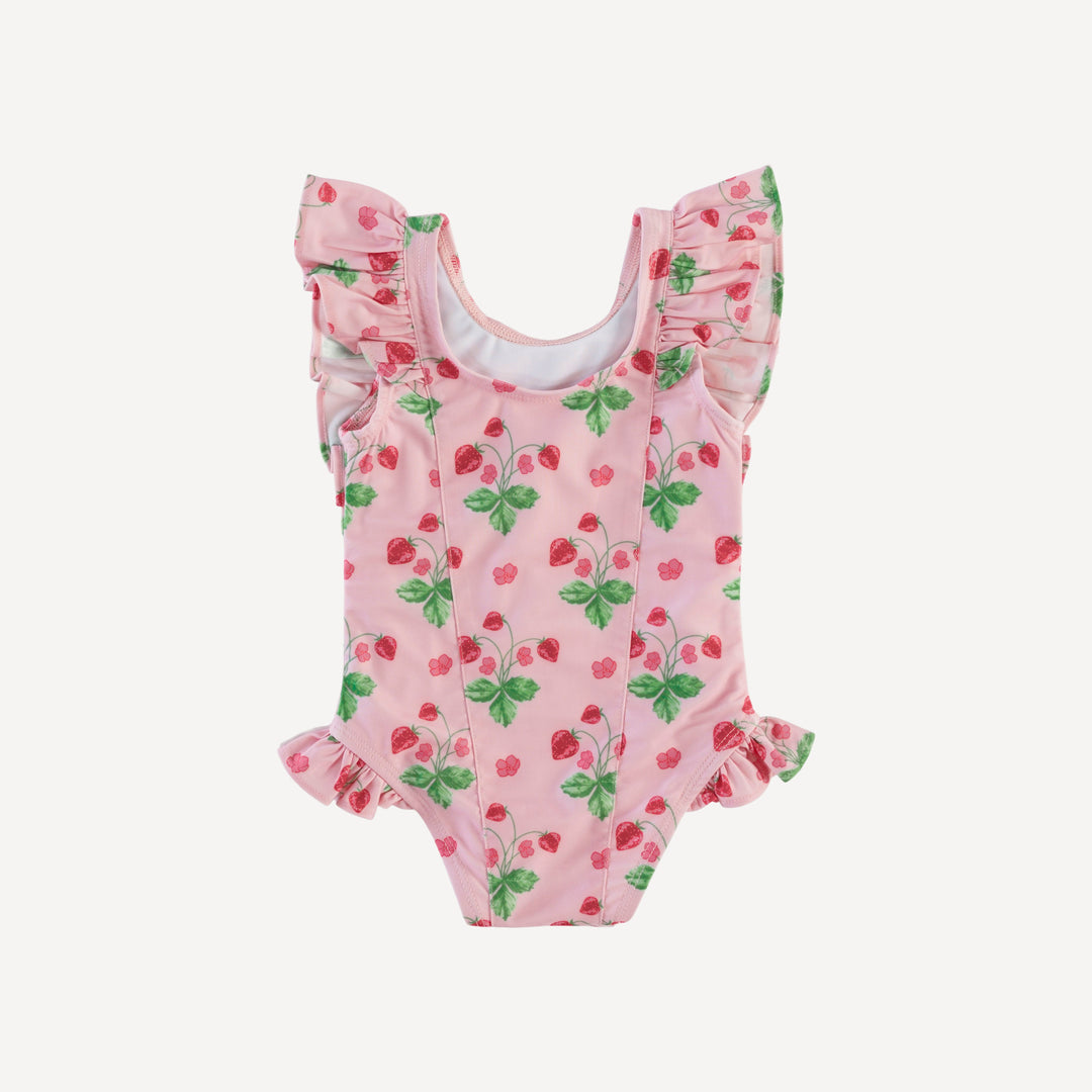 side ruffle tank swimsuit | pink strawberry | swim