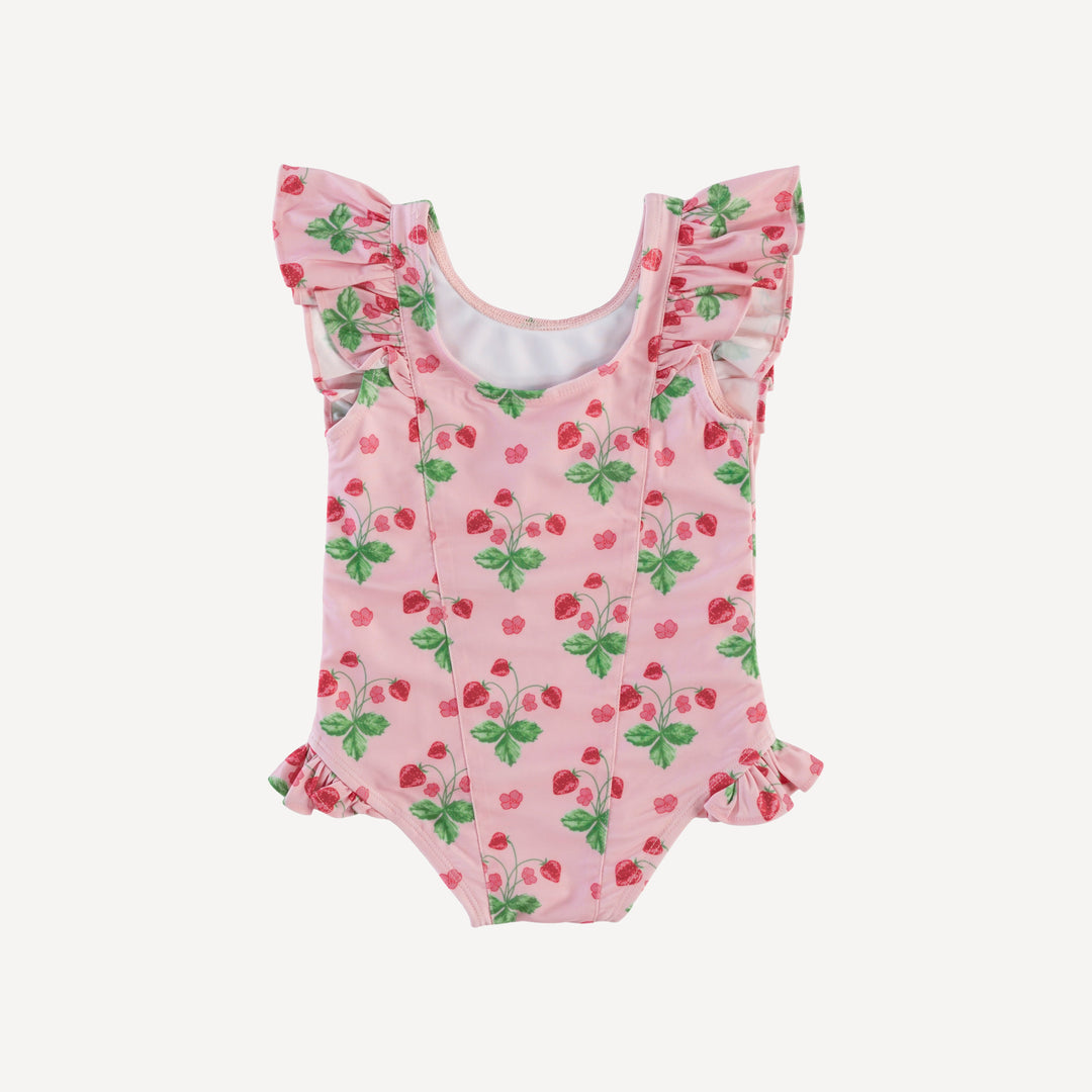 side ruffle tank swimsuit | pink strawberry | swim