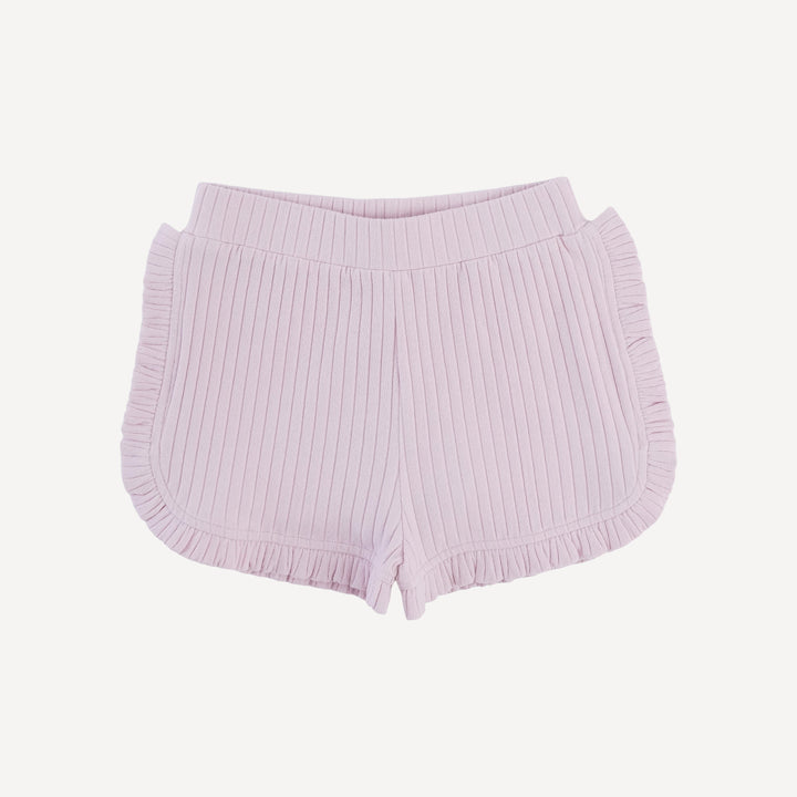ruffle track short | pink | organic cotton wide rib