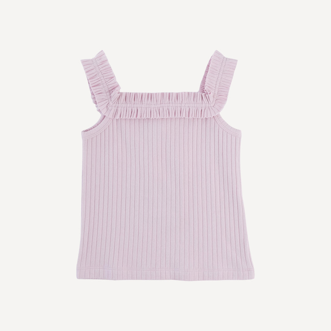 ruffle square neck tank | pink | organic cotton wide rib