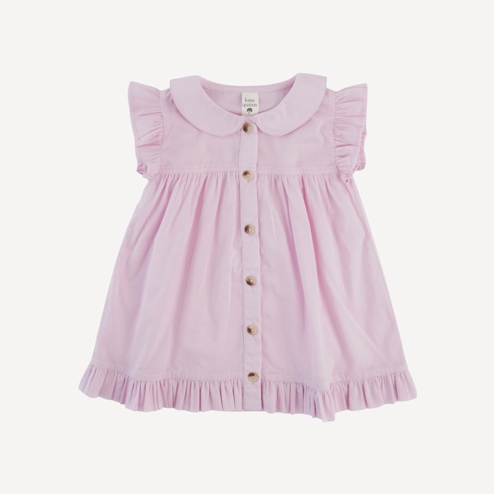 sleeveless peter pan button ruffle top | pink | organic cotton woven