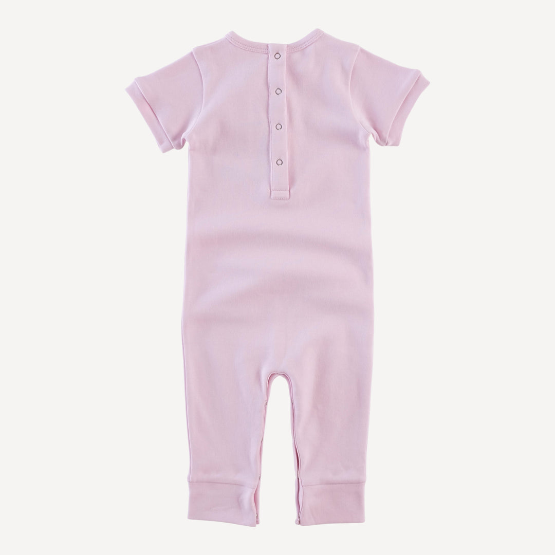 short sleeve sport jumpsuit | pink | organic cotton interlock