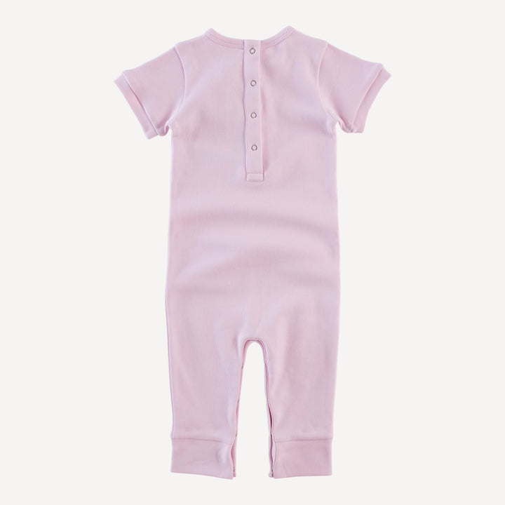 short sleeve sport jumpsuit | pink | organic cotton interlock