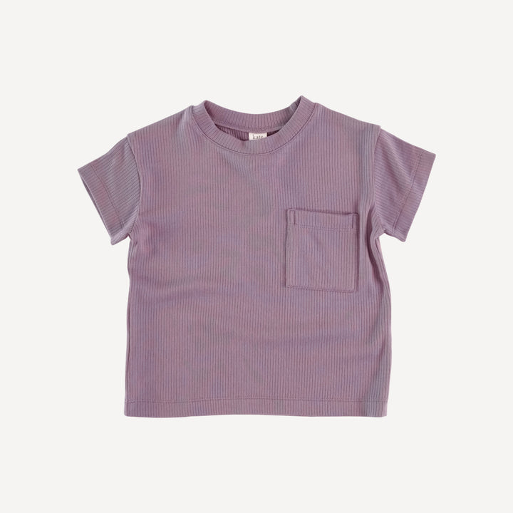 short sleeve relaxed classic pocket tee | plum mauve | modal skinny rib