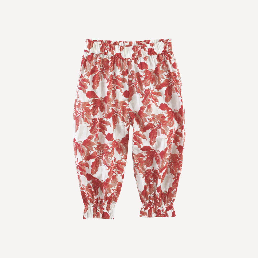 gathered pant | poinsettia | organic cotton woven