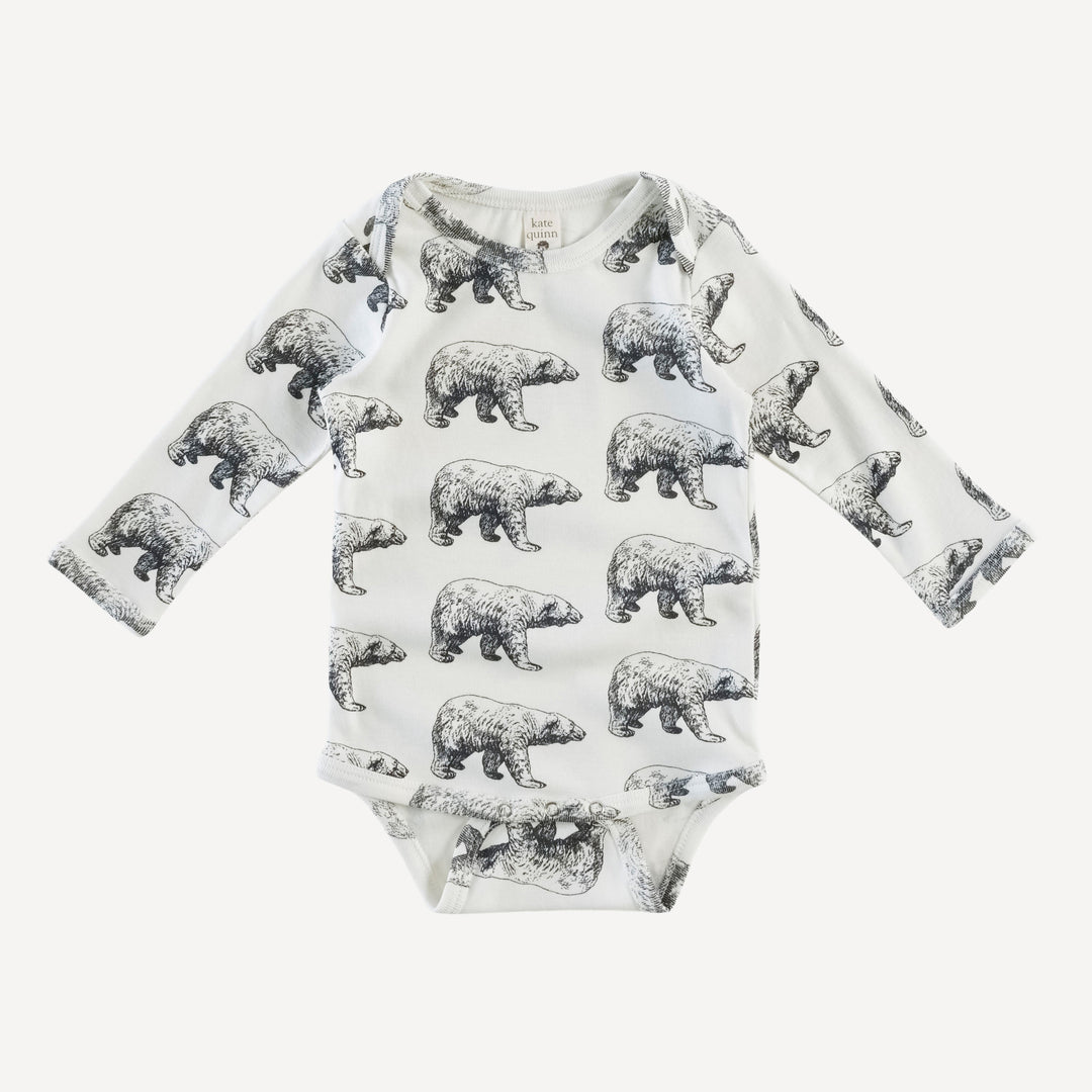 long sleeve lap neck bodysuit | polar bear | organic cotton single rib