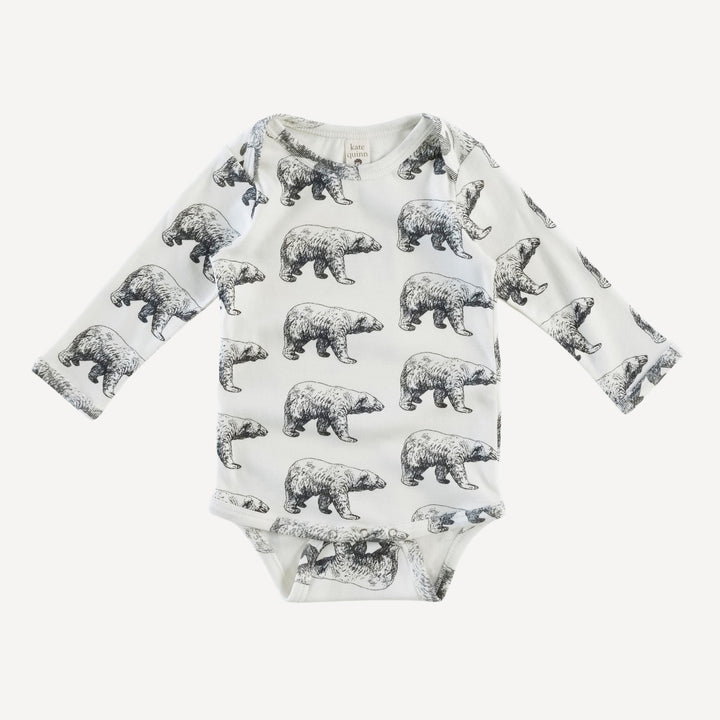 long sleeve lap neck bodysuit | polar bear | organic cotton single rib