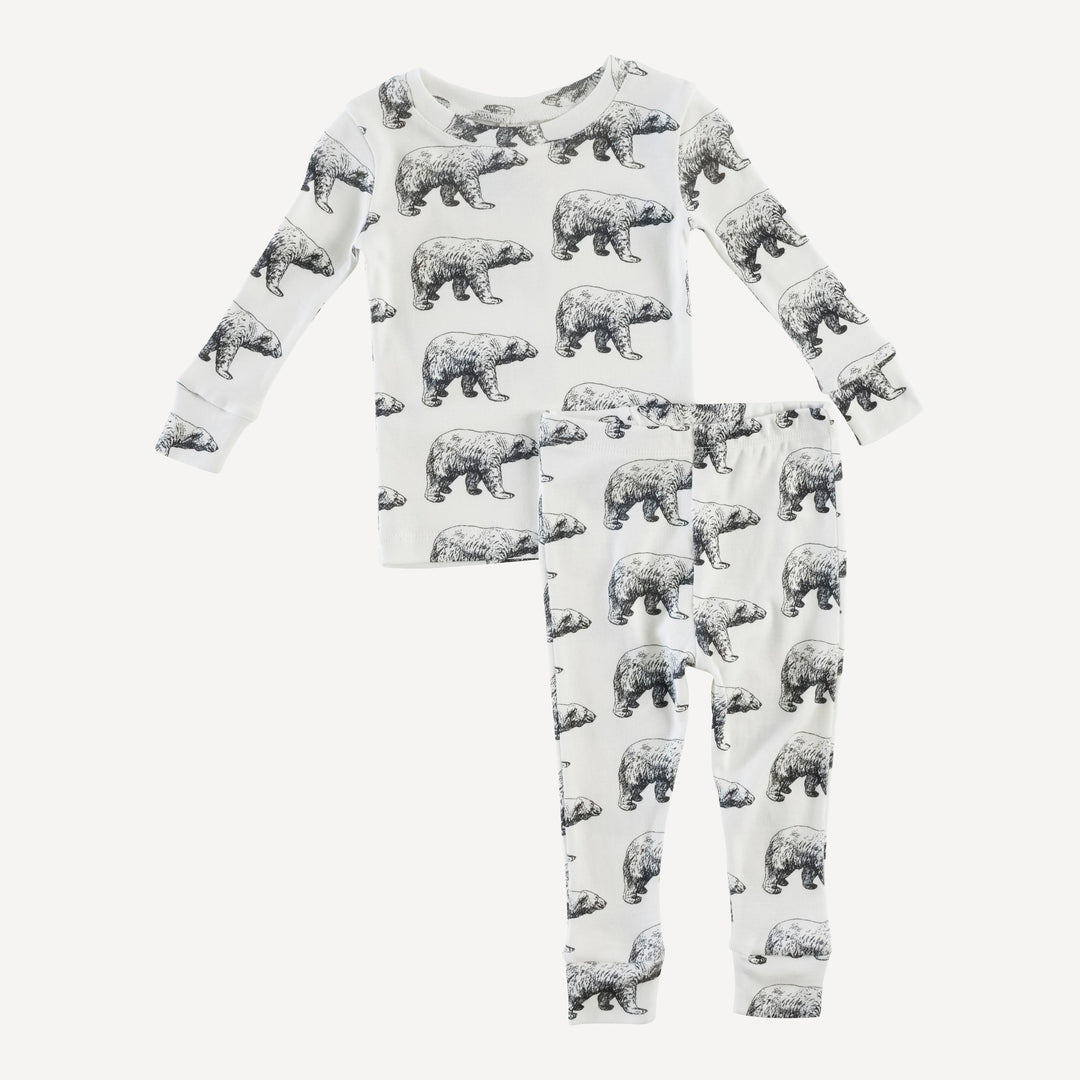 long sleeve crew neck pj set | polar bear | organic cotton single rib