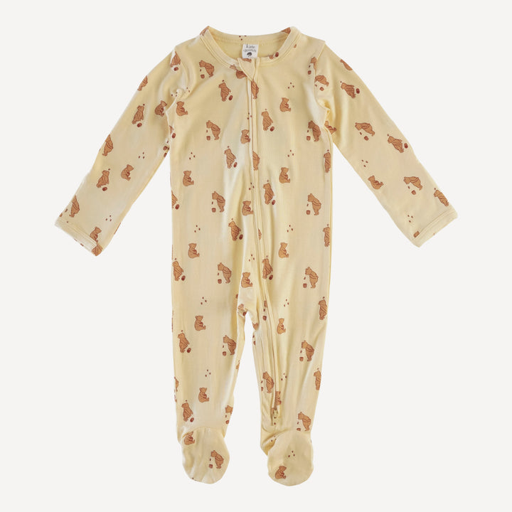 long sleeve zipper footie | pooh | bamboo