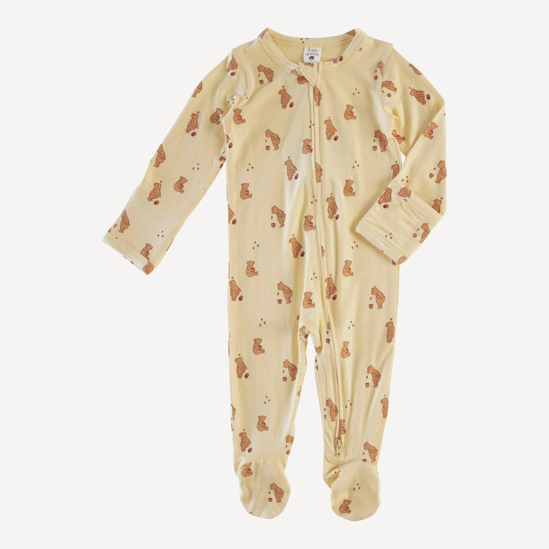 long sleeve zipper footie | pooh | bamboo