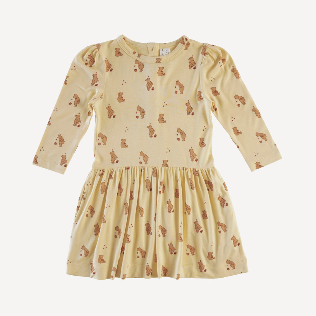 long puff sleeve drop waist dress | pooh | bamboo