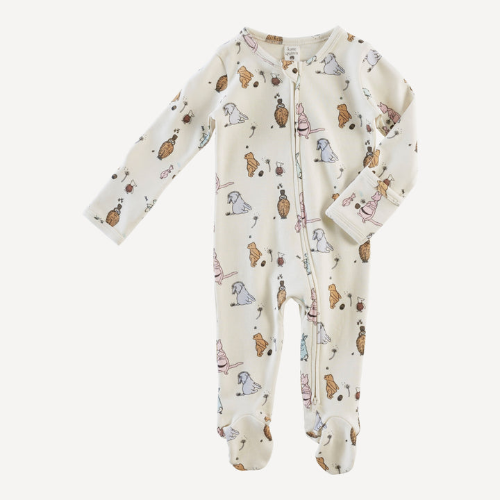 long sleeve two way zipper footie | pooh & friends | organic cotton interlock