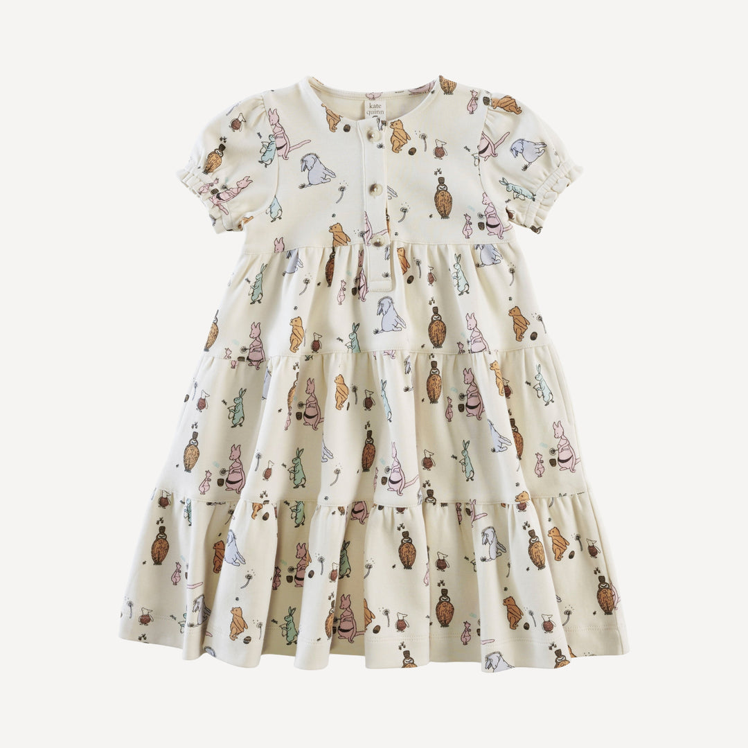 short puff sleeve prairie dress | pooh & friends | organic cotton interlock