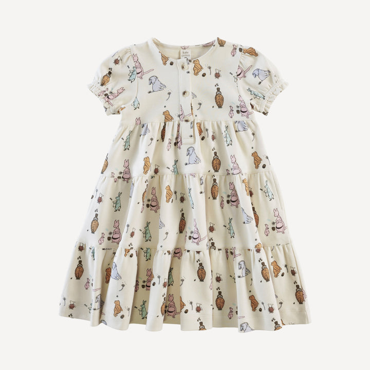 short puff sleeve prairie dress | pooh & friends | organic cotton interlock