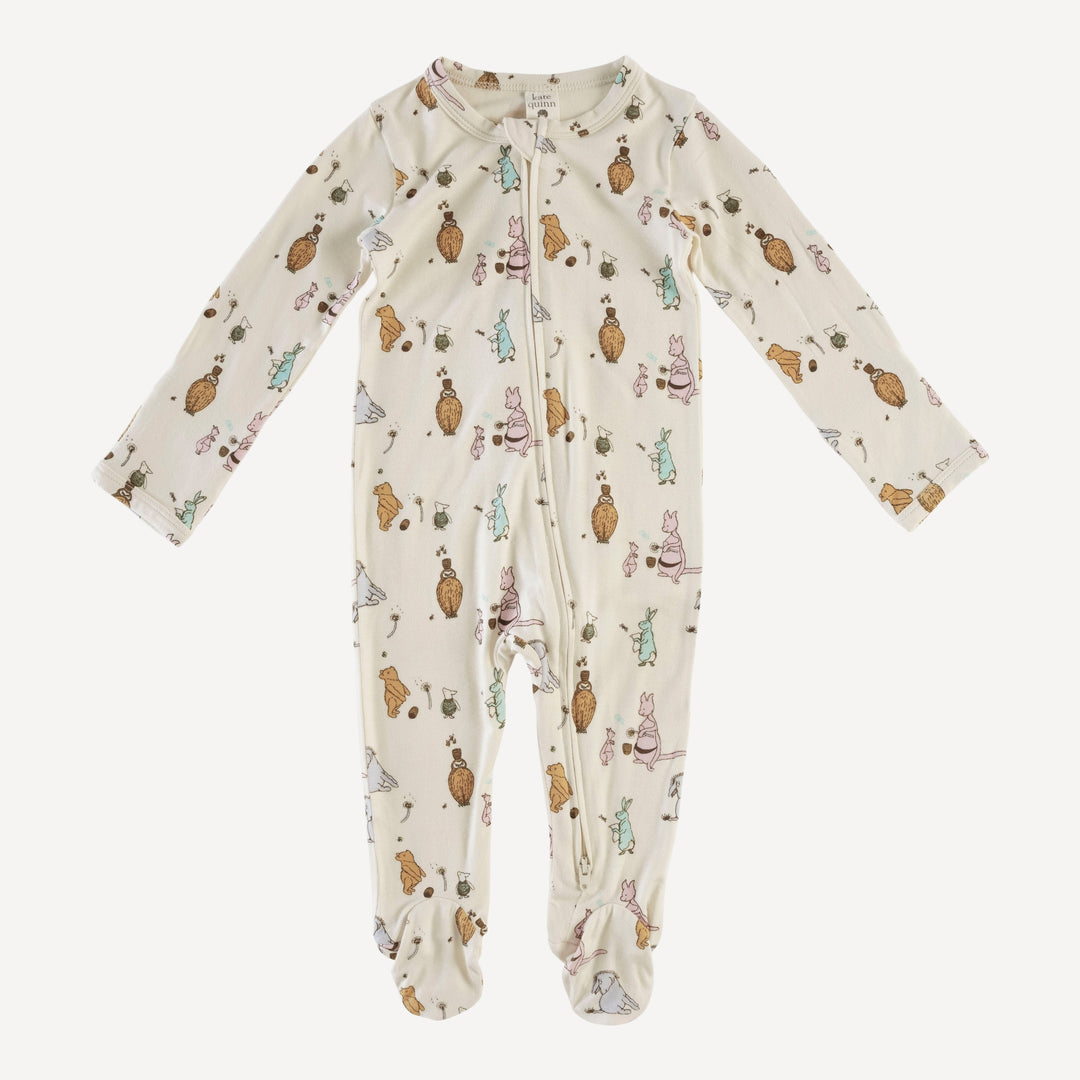 long sleeve zipper footie | pooh & friends | bamboo