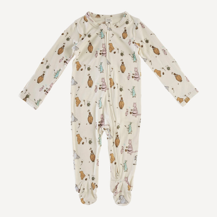 long sleeve zipper footie | pooh & friends | bamboo