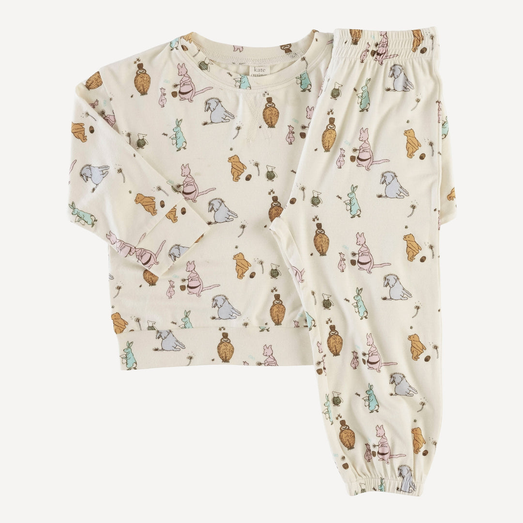 long sleeve boxy topstitch tee + relaxed jogger set | pooh & friends | bamboo