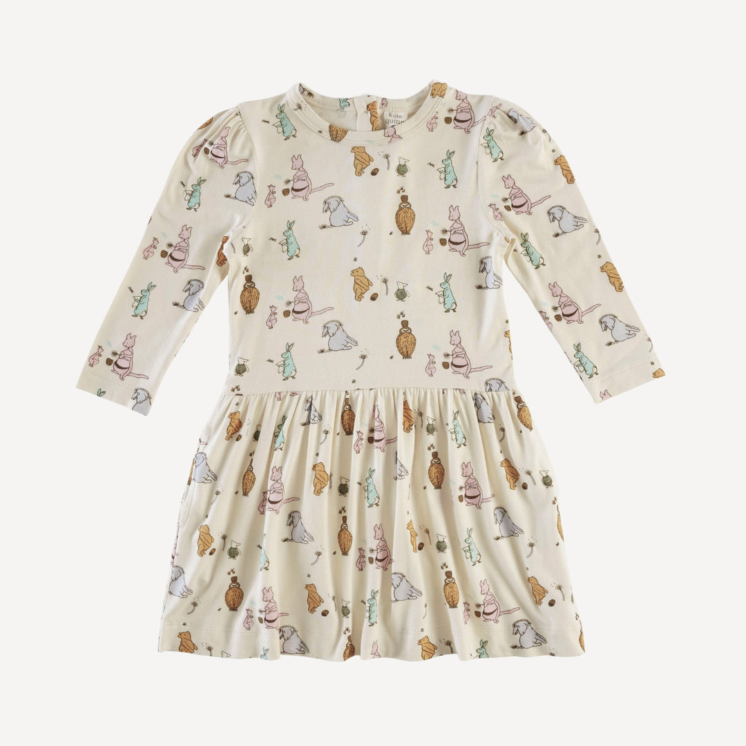 long puff sleeve drop waist dress | pooh & friends | bamboo