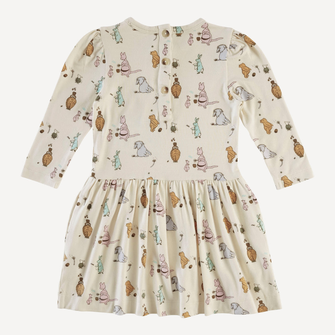 long puff sleeve drop waist dress | pooh & friends | bamboo