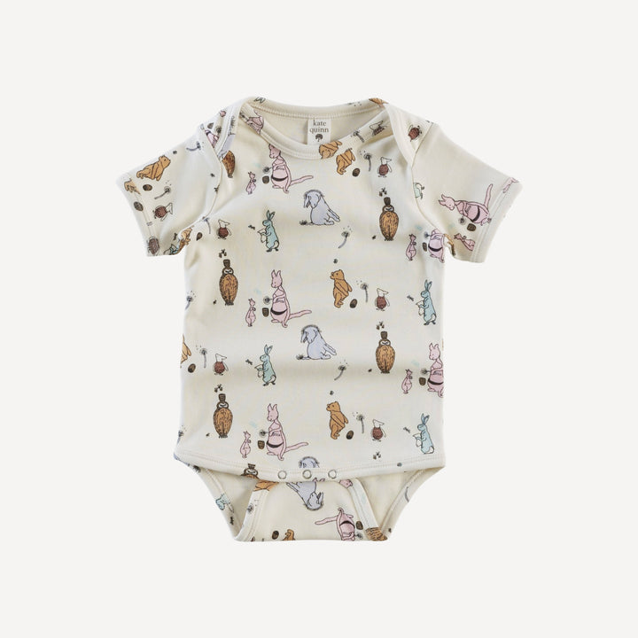 short sleeve lap neck bodysuit | pooh + friends | organic cotton interlock