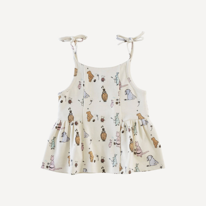 spaghetti tie ballerina top + ruffle short set | pooh & friends | organic cotton interlock