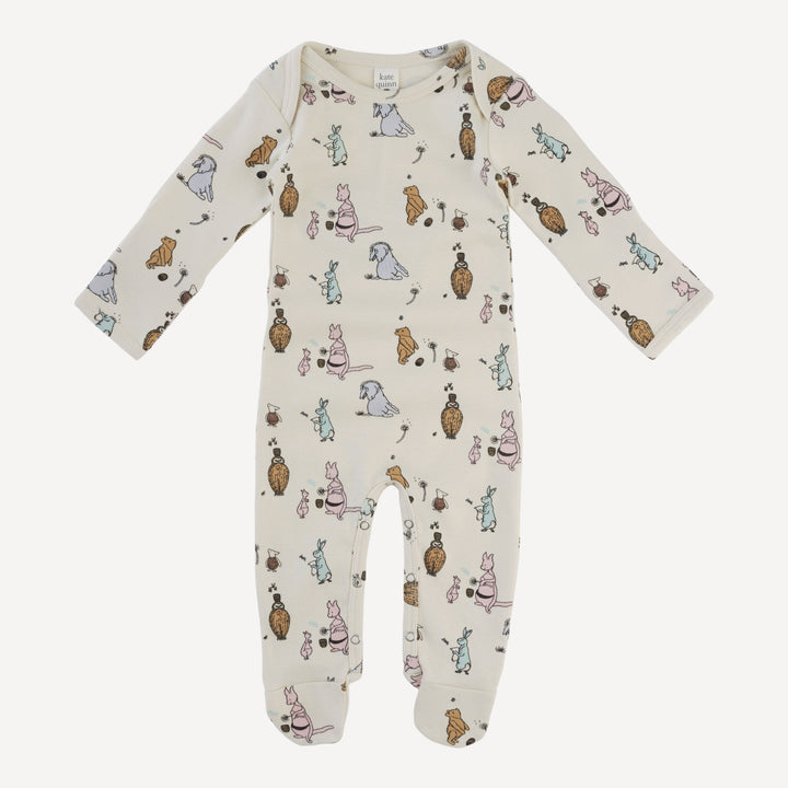 long sleeve lap neck footie | pooh + friends | organic cotton interlock