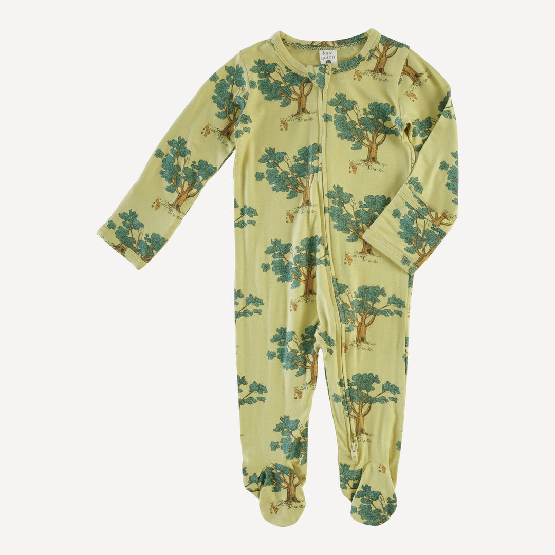 long sleeve zipper footie | pooh & tree | bamboo