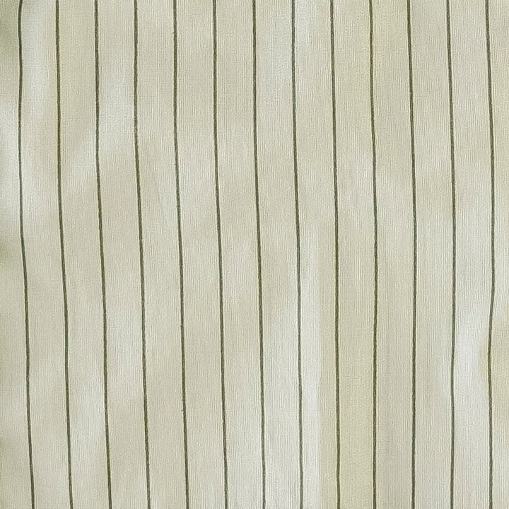 short sleeve military top | green pinstripe | organic cotton woven