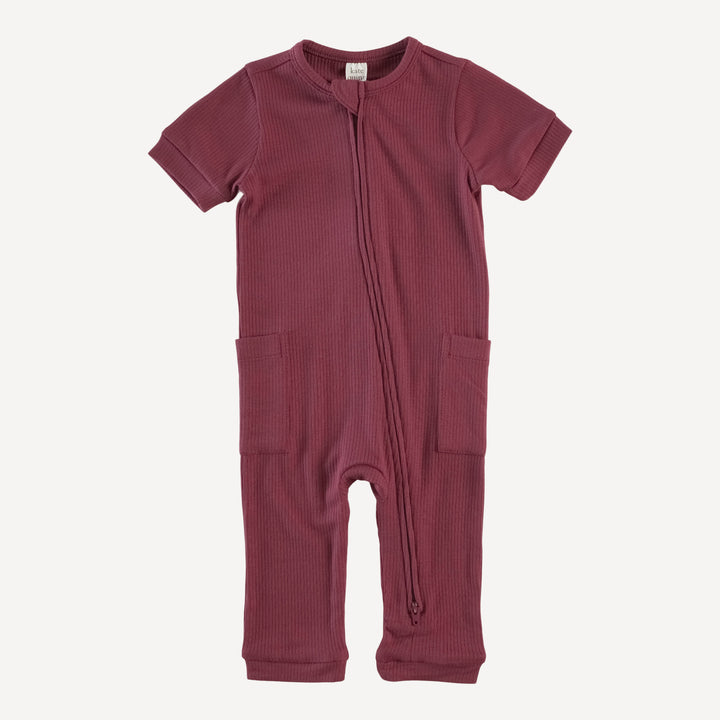 short sleeve zipper jumpsuit | port | modal skinny rib