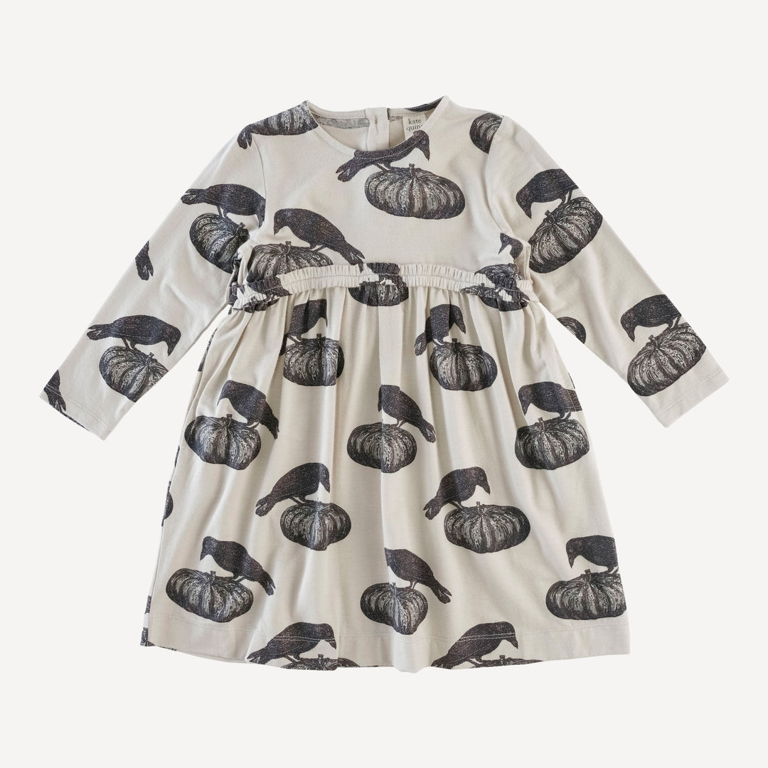 long sleeve rainbow empire dress | pumpkin crow | organic cotton interlock