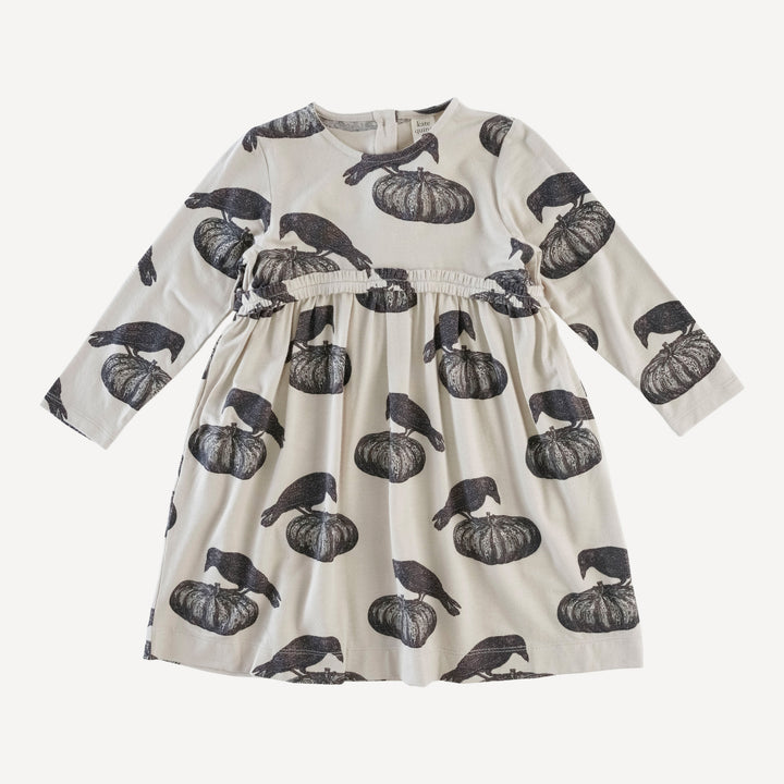 long sleeve rainbow empire dress | pumpkin crow | organic cotton interlock