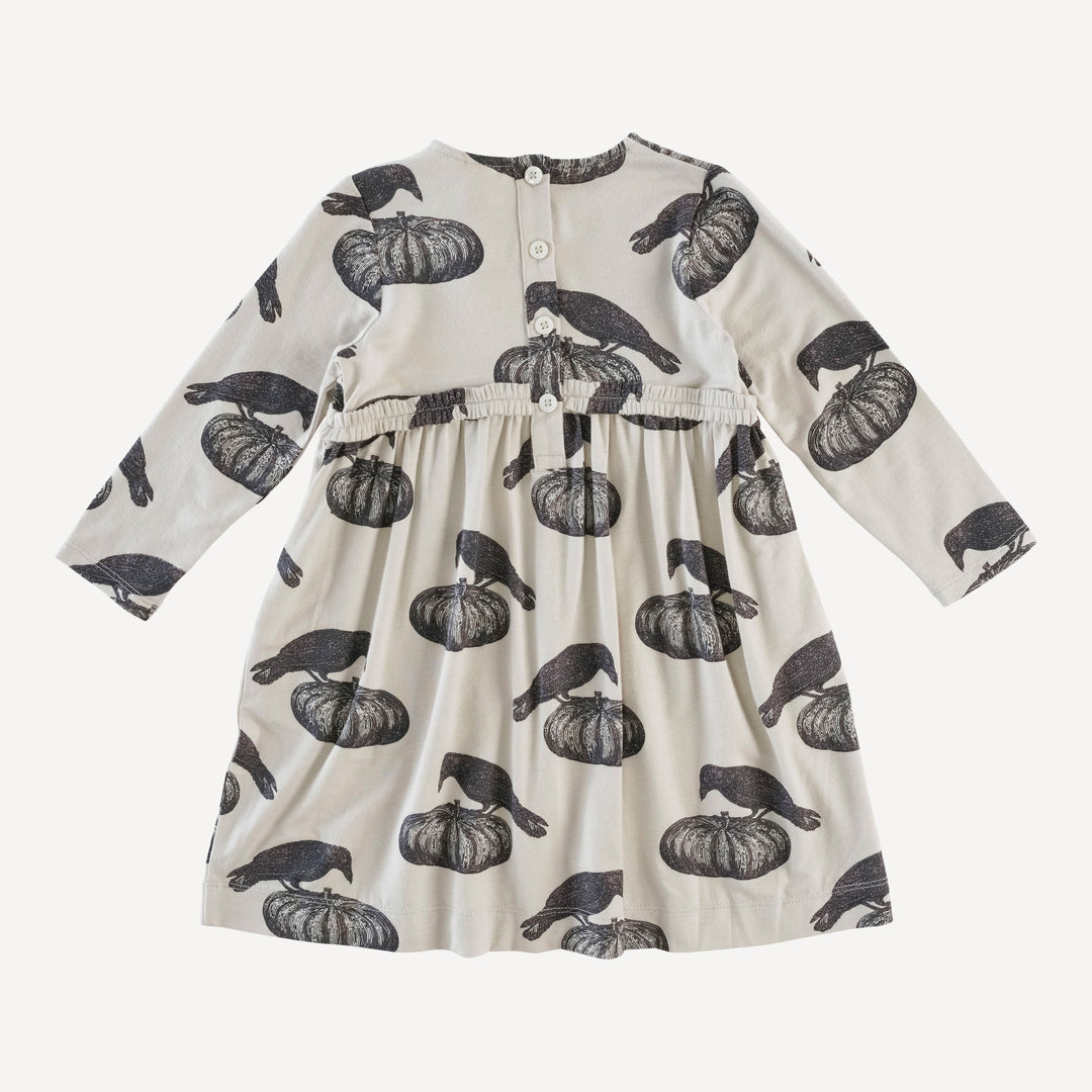 long sleeve rainbow empire dress | pumpkin crow | organic cotton interlock