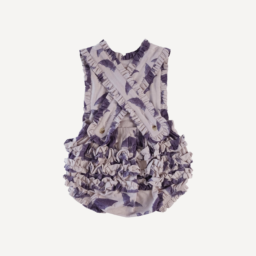 the ruffle gretel bubble | purple bat | organic cotton interlock