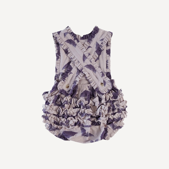 the ruffle gretel bubble | purple bat | organic cotton interlock