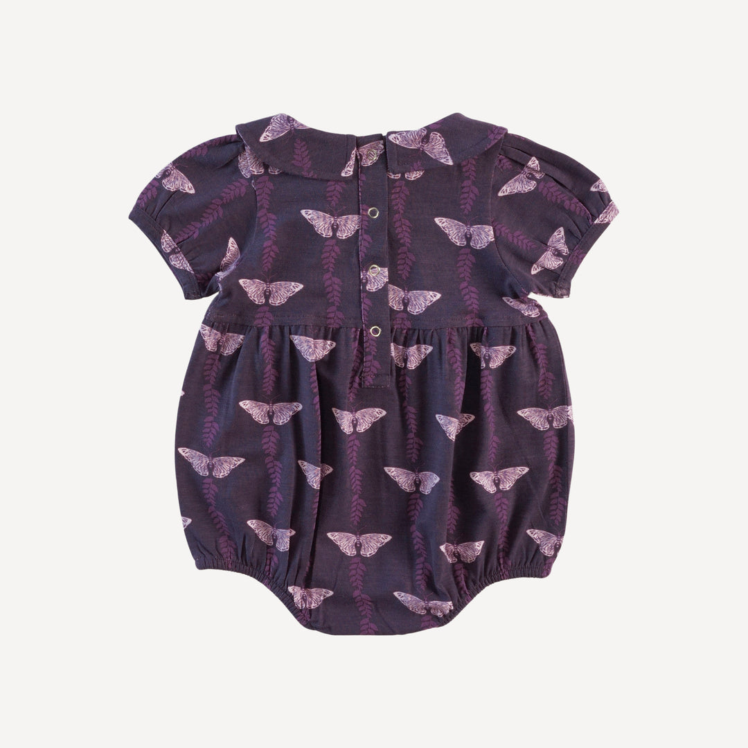 short sleeve peter pan bubble | purple butterfly vine | bamboo
