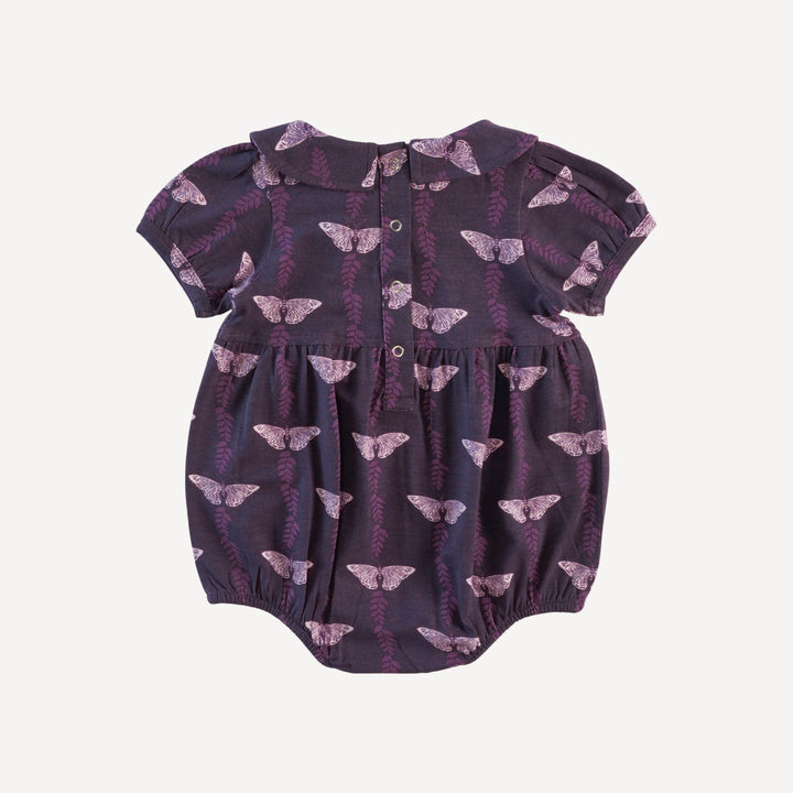 short sleeve peter pan bubble | purple butterfly vine | bamboo